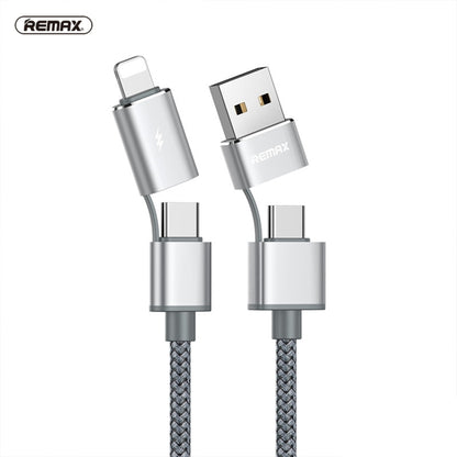 REMAX RC-020t 2.4A Aurora Series 4 in 1 8 Pin + USB +2 x Type-C Data Snyc Charging Cable, Cable Length: 1m