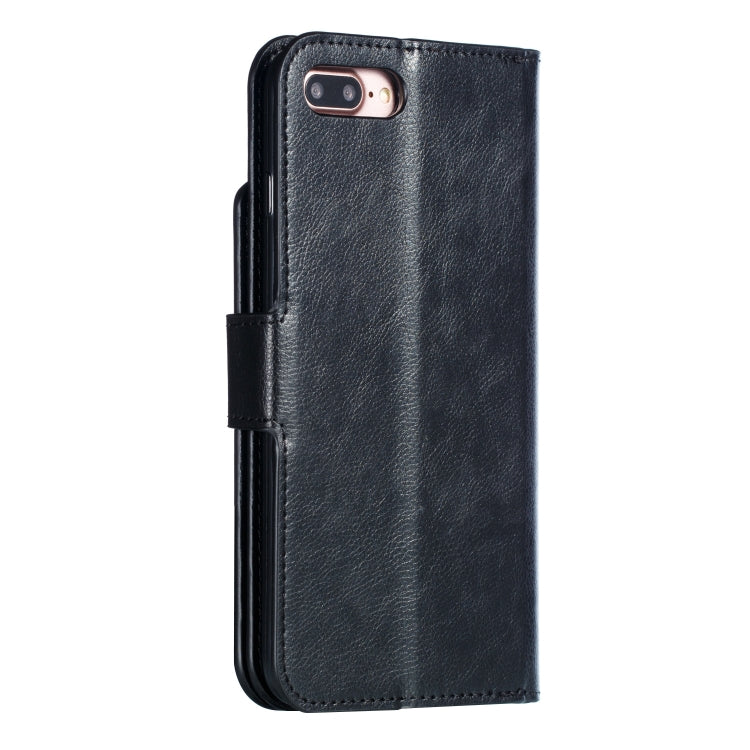 Funda de cuero con textura de lichi para iPhone 7 Plus, con tapa horizontal, nueve ranuras para tarjetas, billetera y marco para fotos.