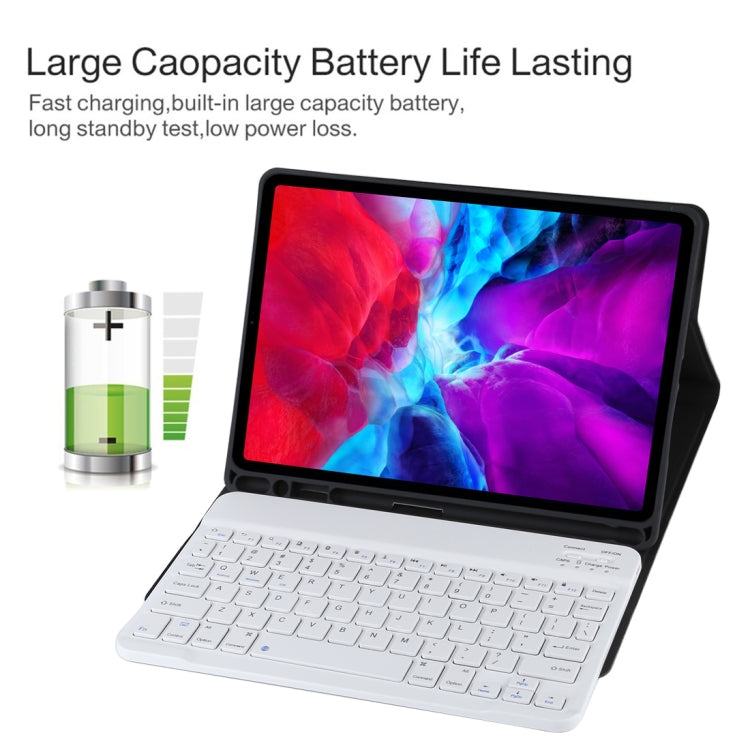 TG11B Teclado Bluetooth blanco desmontable + Funda de microfibra para iPad Pro de 11 pulgadas (2020), con ranura y soporte para lápiz, teclado blanco