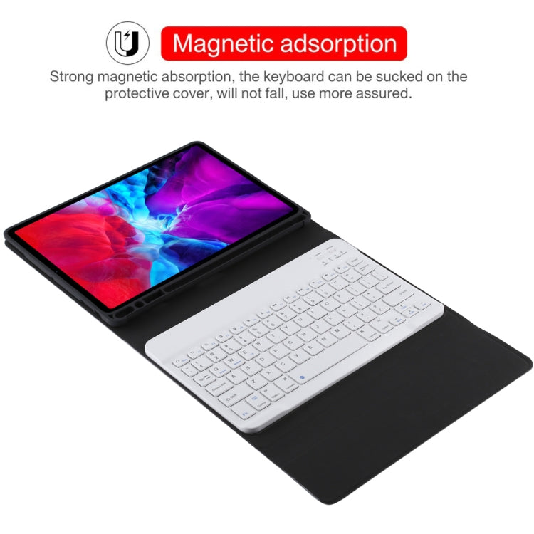 TG11B Teclado Bluetooth blanco desmontable + Funda de microfibra para iPad Pro de 11 pulgadas (2020), con ranura y soporte para lápiz, teclado blanco