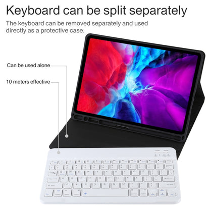 TG11B Teclado Bluetooth blanco desmontable + Funda de microfibra para iPad Pro de 11 pulgadas (2020), con ranura y soporte para lápiz, teclado blanco
