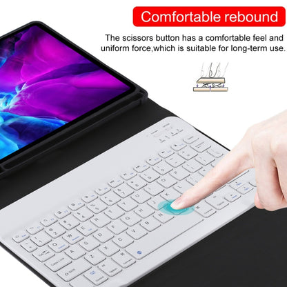 TG11B Teclado Bluetooth blanco desmontable + Funda de microfibra para iPad Pro de 11 pulgadas (2020), con ranura y soporte para lápiz, teclado blanco