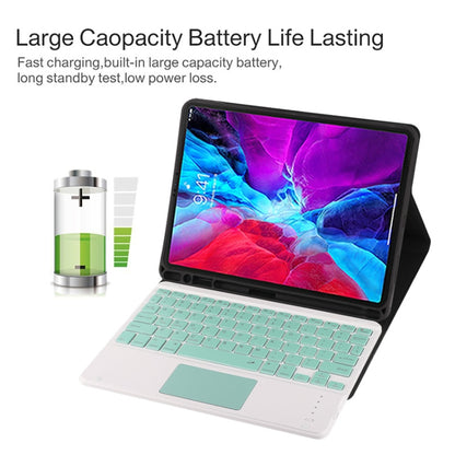 TG11BC Detachable Bluetooth Green Keyboard Microfiber Leather Tablet Case for iPad Pro 11 inch (2020), with Touchpad & Pen Slot & Holder, Green Keyboard