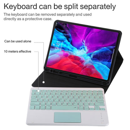 TG11BC Detachable Bluetooth Green Keyboard Microfiber Leather Tablet Case for iPad Pro 11 inch (2020), with Touchpad & Pen Slot & Holder, Green Keyboard