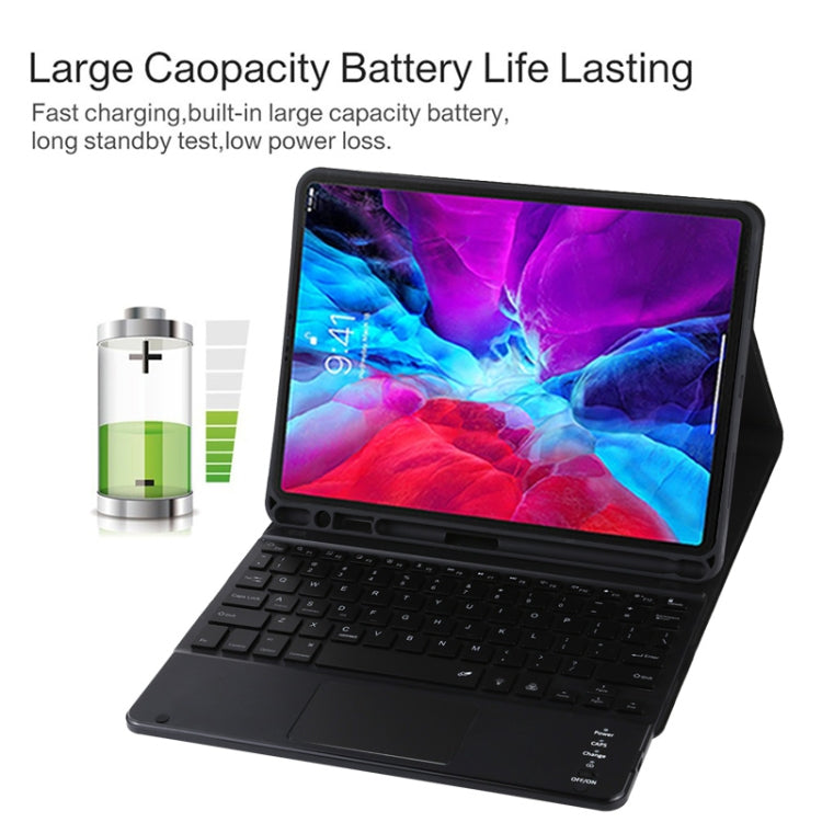 TG11BCS Detachable Bluetooth Black Keyboard Microfiber Leather Tablet Case for iPad Pro 11 inch (2020), with Backlight & Touchpad & Pen Slot & Holder, Black Keyboard