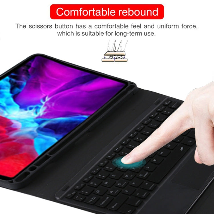 TG11BCS Detachable Bluetooth Black Keyboard Microfiber Leather Tablet Case for iPad Pro 11 inch (2020), with Backlight & Touchpad & Pen Slot & Holder, Black Keyboard