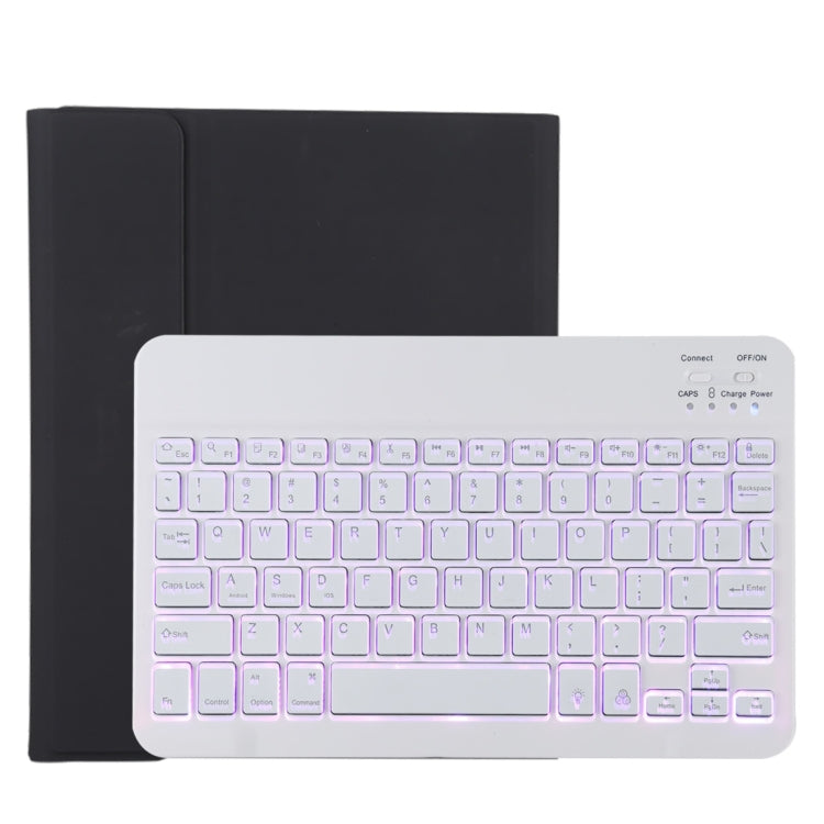 TG11BS Detachable Bluetooth White Keyboard Microfiber Leather Tablet Case for iPad Pro 11 inch (2020), with Backlight & Pen Slot & Holder, White Keyboard