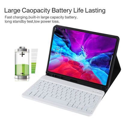 TG11BS Detachable Bluetooth White Keyboard Microfiber Leather Tablet Case for iPad Pro 11 inch (2020), with Backlight & Pen Slot & Holder, White Keyboard