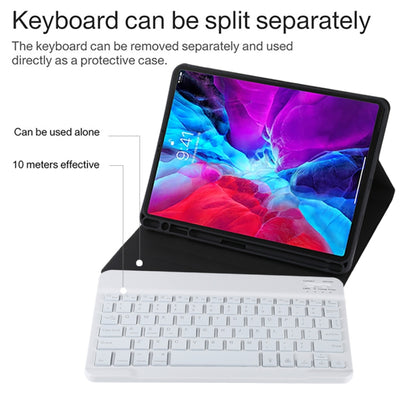TG11BS Detachable Bluetooth White Keyboard Microfiber Leather Tablet Case for iPad Pro 11 inch (2020), with Backlight & Pen Slot & Holder, White Keyboard
