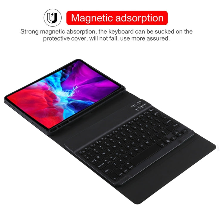 TG11BS Detachable Bluetooth Black Keyboard + Microfiber Leather Tablet Case for iPad Pro 11 inch (2020), with Backlight & Pen Slot & Holder, Black Keyboard
