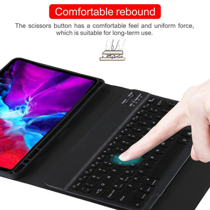 TG11BS Detachable Bluetooth Black Keyboard + Microfiber Leather Tablet Case for iPad Pro 11 inch (2020), with Backlight & Pen Slot & Holder, Black Keyboard