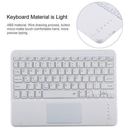 TG-102BC Detachable Bluetooth White Keyboard + Microfiber Leather Tablet Case for iPad 10.2 inch / iPad Air (2019), with Touch Pad & Pen Slot & Holder, White Keyboard