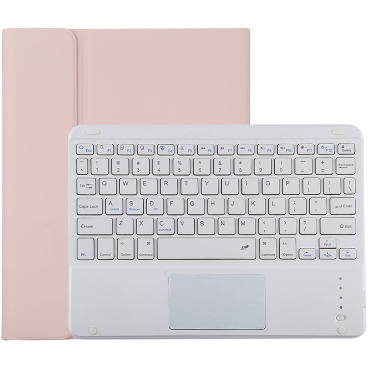 TG-102BC Detachable Bluetooth White Keyboard + Microfiber Leather Tablet Case for iPad 10.2 inch / iPad Air (2019), with Touch Pad & Pen Slot & Holder, White Keyboard