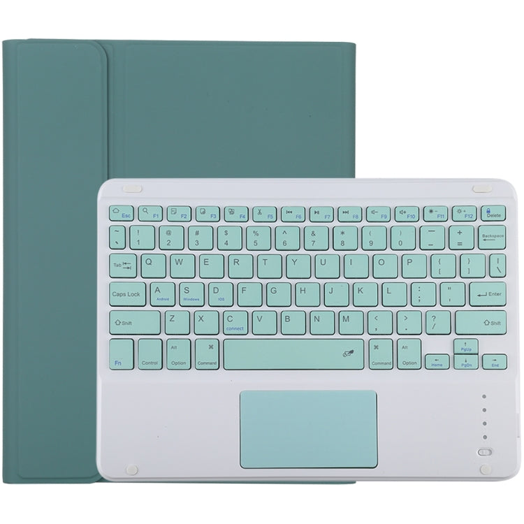 TG-102BC Detachable Bluetooth Green Keyboard + Microfiber Leather Tablet Case for iPad 10.2 inch / iPad Air (2019), with Touch Pad & Pen Slot & Holder, Green Keyboard