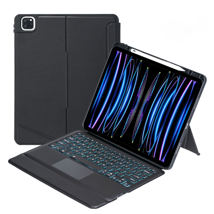 T129-AS For iPad Air 13 2025 / Pro 12.9 2022 / 2021 / 2020 / 2018 Touch Backlight Split Type Bluetooth Keyboard Leather Case, T129-AS