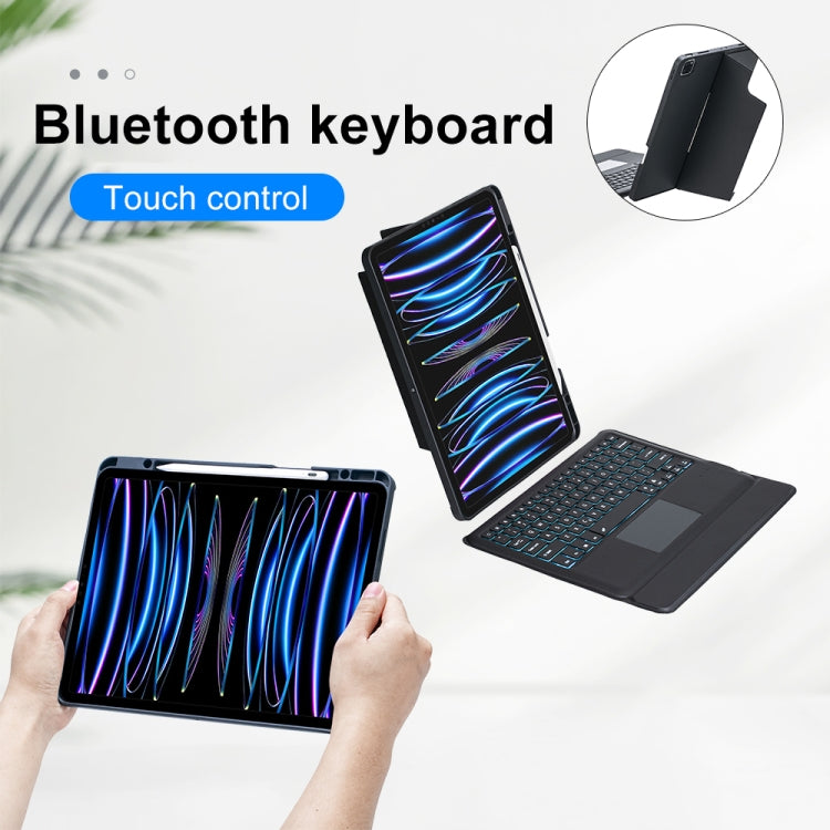 T129-AS For iPad Air 13 2025 / Pro 12.9 2022 / 2021 / 2020 / 2018 Touch Backlight Split Type Bluetooth Keyboard Leather Case, T129-AS