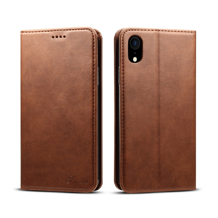 For iPhone XR Suteni Calf Texture Horizontal Flip Leather Case with Holder & Card Slots & Wallet, iPhone XR