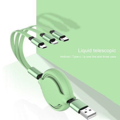 3.5A Liquid Silicone 3 in 1 USB to USB-C / Type-C + 8Pin + Micro USB Retractable Data Syn Charging Cable