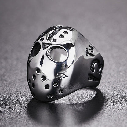 Anillo de acero de titanio para hombre, estilo punk, gótico, rock, máscara, calavera, talla estadounidense: 11, diámetro: 20,7 mm, perímetro: 65 mm, diámetro: 20,7 mm.