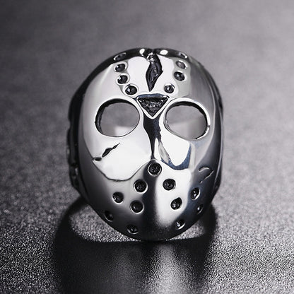 Anillo de acero de titanio para hombre, estilo punk, gótico, rock, máscara, calavera, talla estadounidense: 11, diámetro: 20,7 mm, perímetro: 65 mm, diámetro: 20,7 mm.