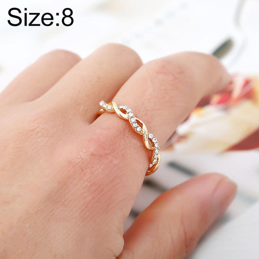 Anillo de modelado con diamantes de imitación para mujer, sencillo y elegante (talla 8 de EE. UU.)