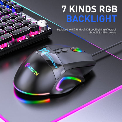 Ratón para juegos MKESPN X10 con 9 botones RGB y cable de definición de macros