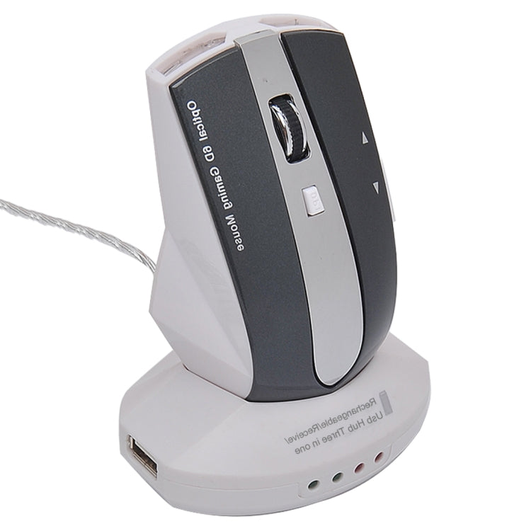 MZ-011 2.4GHz 1600DPI Wireless Rechargeable Optical Mouse with HUB Function, Blue, Silver, Black, Black Silver, White + Royal Blue, Pearl White