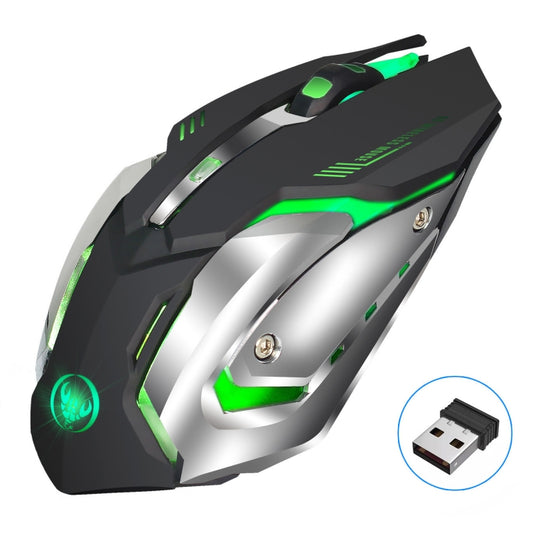 Rato Gamer Óptico Sem Fios HXSJ M10 2.4GHz com 6 Teclas, Recarregável via USB, Iluminação a Cores, Design Ergonómico e 2400 DPI para Computadores de Mesa, M10
