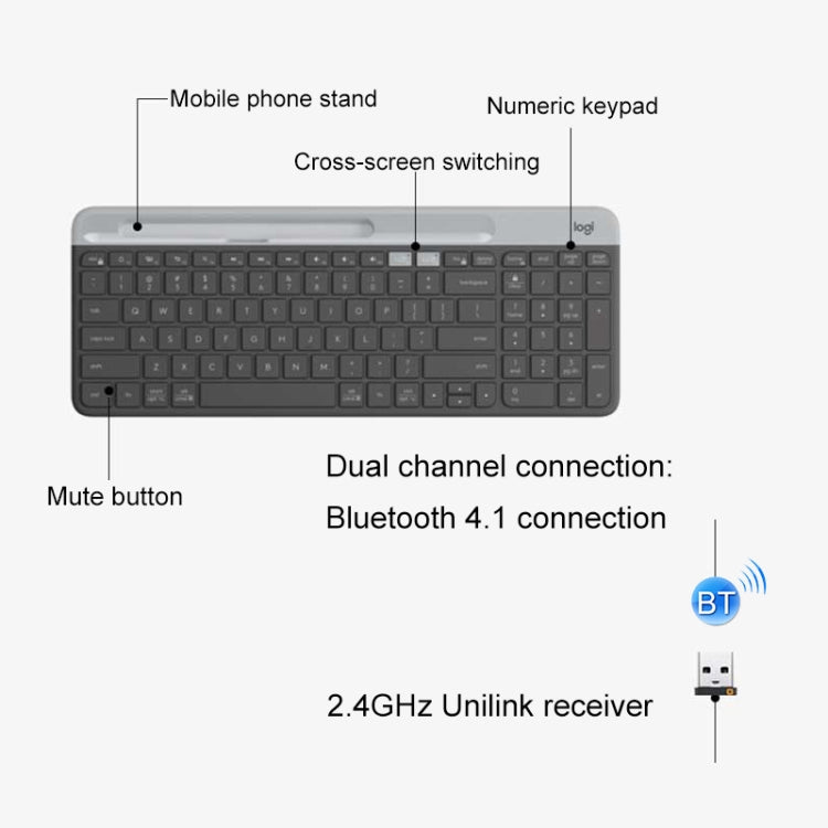 Logitech K580 Dual Modes Thin and Light Multi-device Wireless Keyboard with Phone Holder