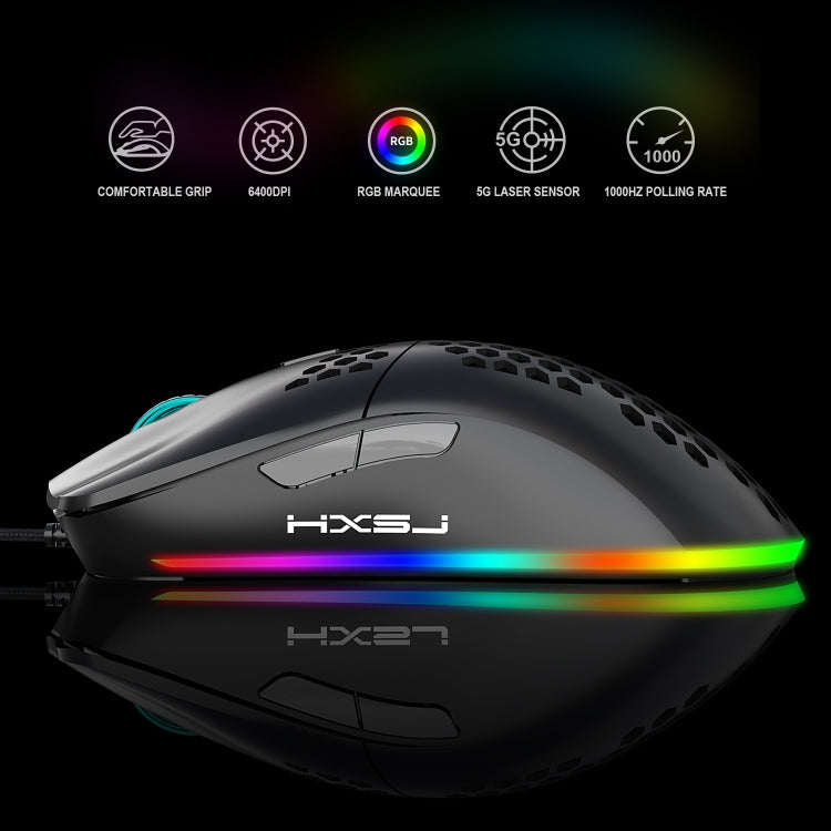 HXSJ J900 6 Keys RGB Lighting Programmable Gaming Wired Mouse (White), J900(Black), J900(White)