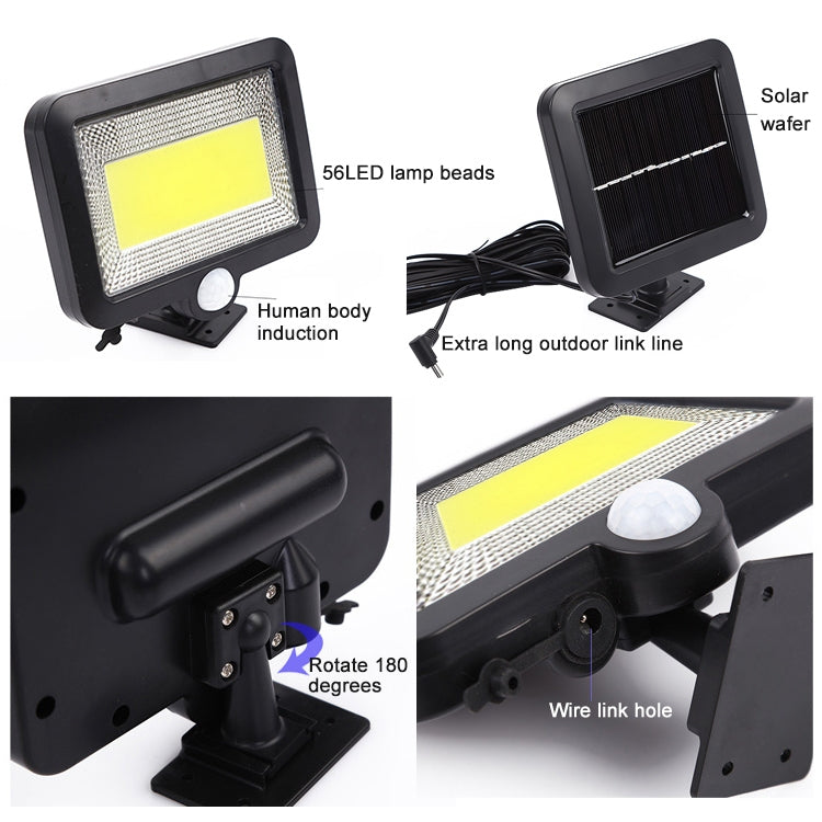 Solar Wall Light COB Separate Human Body Induction Garden Light Waterproof Outdoor Lighting Street Light, 100 COB