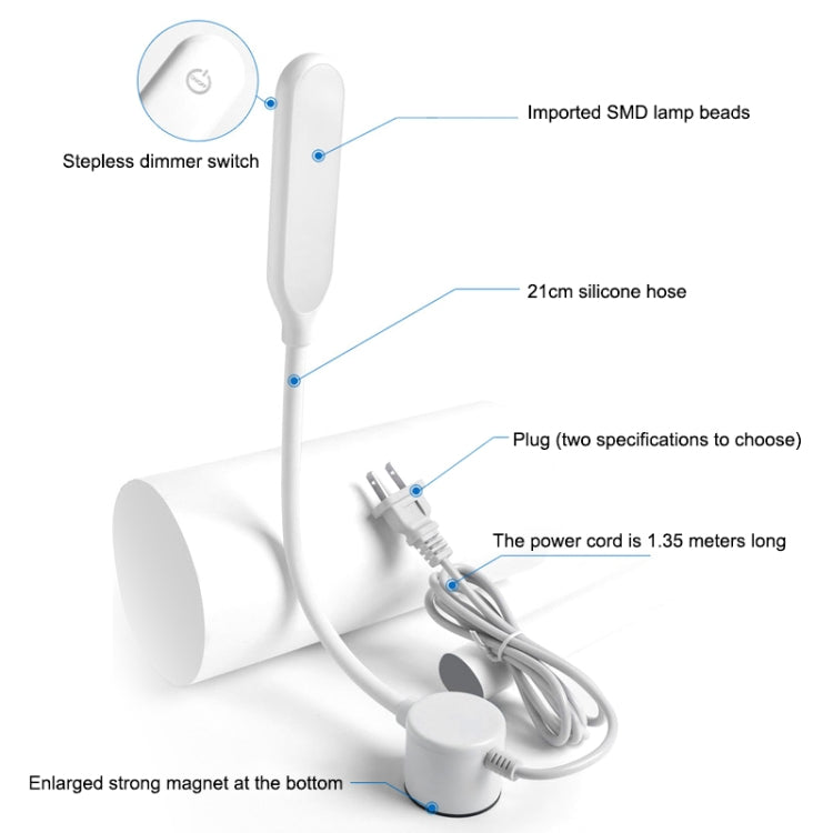 Lâmpada LED para máquina de costura, USB, com regulação contínua de intensidade, íman sensível ao toque, para utilização contínua e com baixo consumo energético.