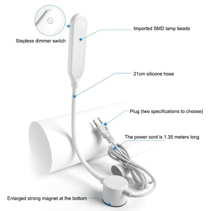 Lâmpada LED para máquina de costura, USB, com regulação contínua de intensidade, íman sensível ao toque, para utilização contínua e com baixo consumo energético.