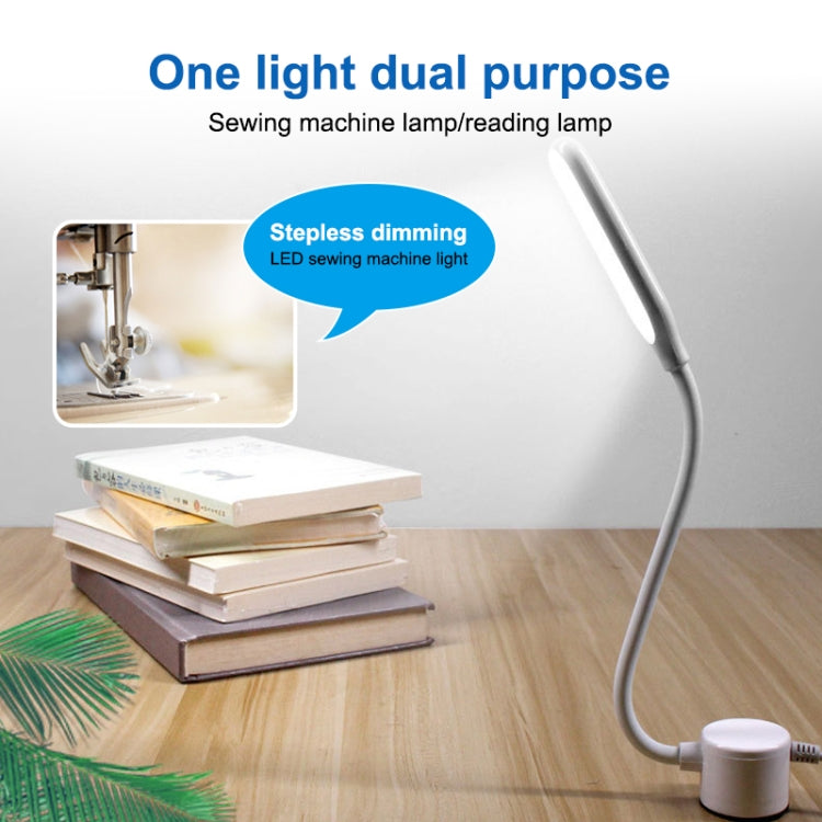 Lâmpada LED para máquina de costura, USB, com regulação contínua de intensidade, íman sensível ao toque, para utilização contínua e com baixo consumo energético.