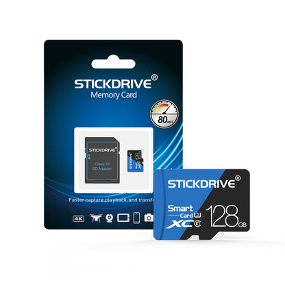 Cartão de memória STICKDRIVE TF (Micro SD) de 128 GB, alta velocidade U3, azul e preto.