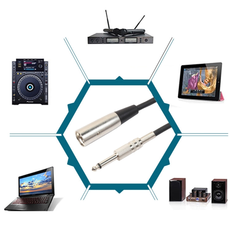 3-Pin Male to 1/4 inch (6.35mm) Mono Shielded Microphone Audio Cord Cable, Length: 1.8m, Length: 3m, Length: 5m, Length: 7.6m, Length: 10m