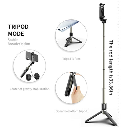 L03 Aluminum Alloy Foldable Bluetooth Tripod Selfie Stick, L03 White, L03 Black