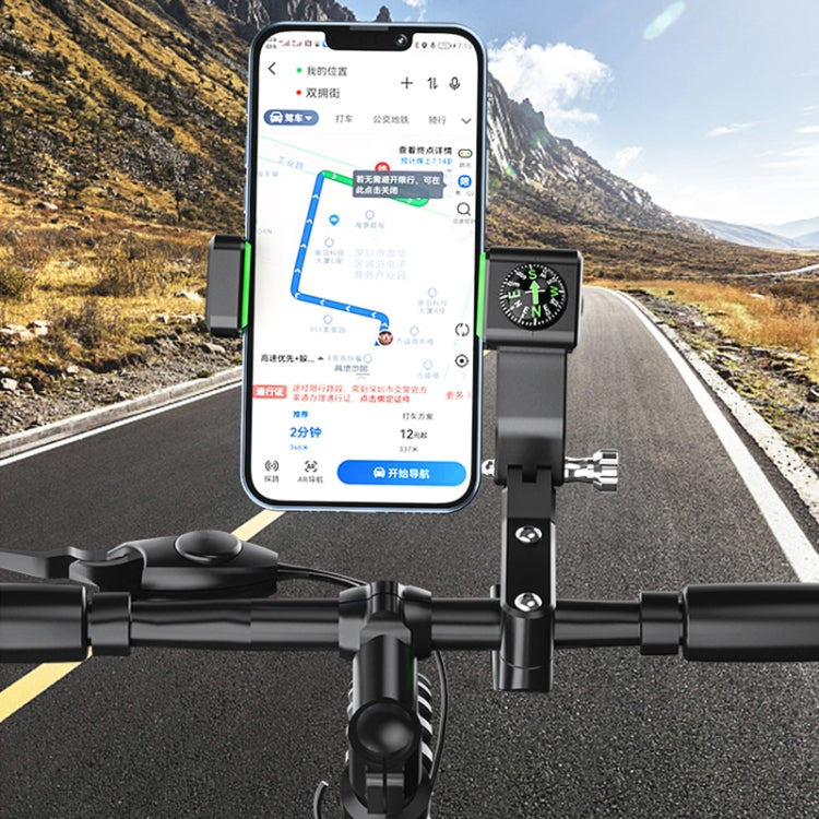 Motorcycle Spherical Compass Phone Holder, Rearview Mirror without Light, Rearview Mirror without Light (Black), Rearview Mirror without Light (Green)