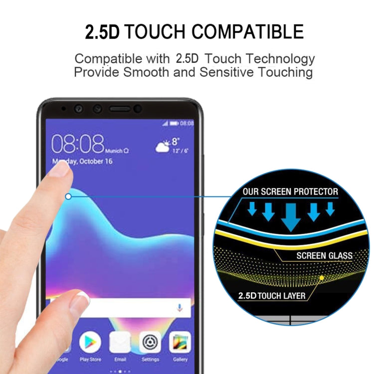 0.26mm 9H 2.5D Anti-scratch Silk-screen Tempered Glass Full Screen Film for Huawei Y9 (2018), For Y9 (2018) (1 PCS) Black