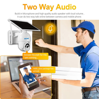 Câmara IP ESCAM QF450 HD 1080P 4G (Versão EUA) com alimentação solar, sem necessidade de cartão de memória, compatível com áudio bidirecional, deteção de movimento PIR, visão noturna e entrada para cartão TF.