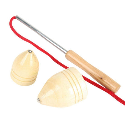 Juguete giratorio de madera para niños al aire libre, estilo vintage, con cuerda.