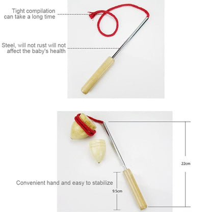 Juguete giratorio de madera para niños al aire libre, estilo vintage, con cuerda.