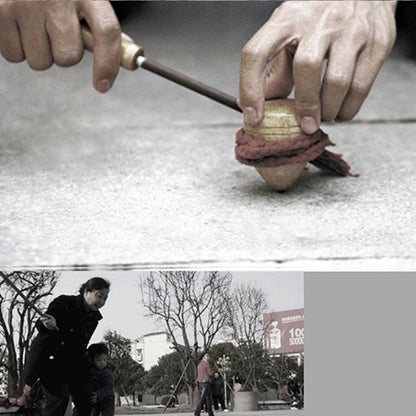 Juguete giratorio de madera para niños al aire libre, estilo vintage, con cuerda.