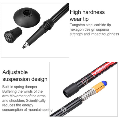 Aotu AT7551 135cm Aluminum Alloy Outdoor Camping Corky Trekking Poles, Black#135cm, Blue#135cm, Red#135cm, Silver#135cm