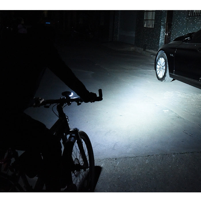 350LM USB Charging Waterproof Snap-on Bicycle Headlight with Speaker & Stopwatch Function, Black, Blue, Red