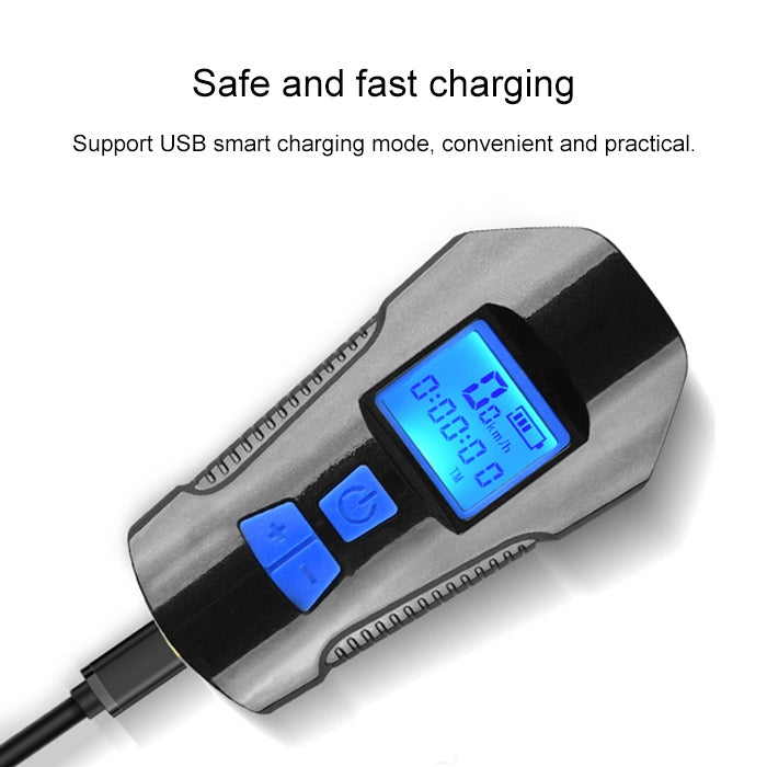350LM USB Charging Waterproof Snap-on Bicycle Headlight with Speaker & Stopwatch Function, Black, Blue, Red