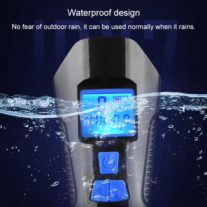 350LM USB Charging Waterproof Snap-on Bicycle Headlight with Speaker & Stopwatch Function, Black, Blue, Red