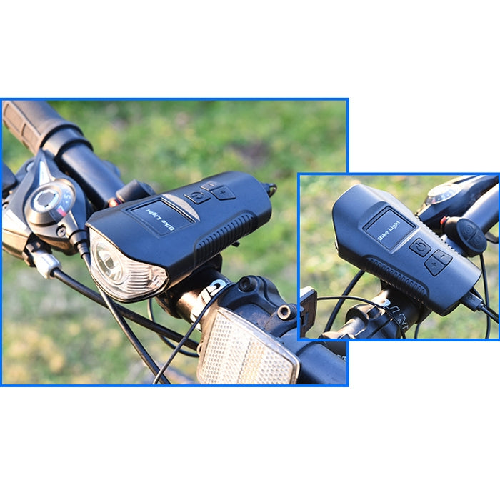 350LM USB Charging Waterproof Snap-on Bicycle Headlight with Speaker & Stopwatch Function, Black, Blue, Red