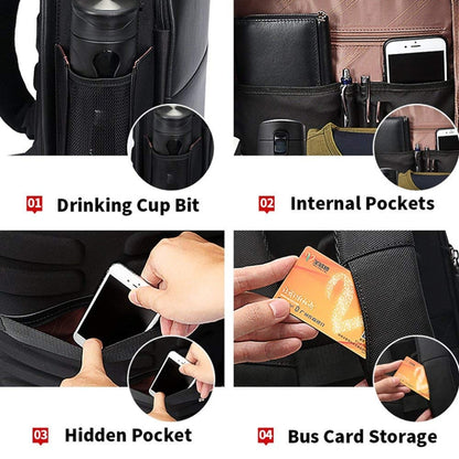 Bopai 751-006431 Business Waterproof Anti-theft Large Capacity Double Shoulder Bag,with USB Charging Port, Size: 27x16.5x40cm, 751-006431