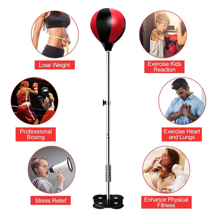 Adult Suction Cup Version Height Adjustable Vertical PU Leather Vent Ball Boxing Speed Ball Family Fitness Equipment without Gloves, without Gloves Black Red, without Gloves Red